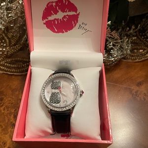 BETSEY JOHNSON BLACK CAT BLING WATCH